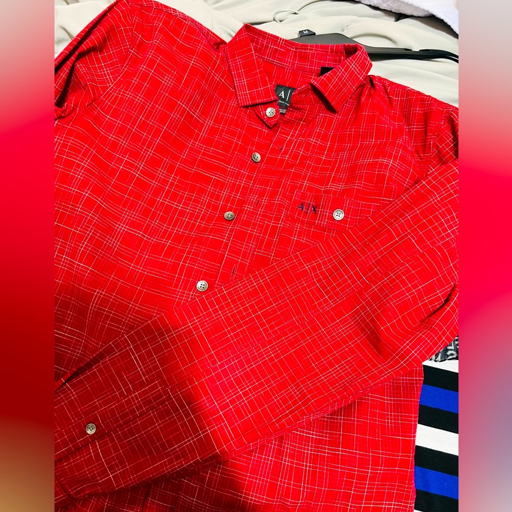 Armani Exchange Mens Long Sleeve Button Down